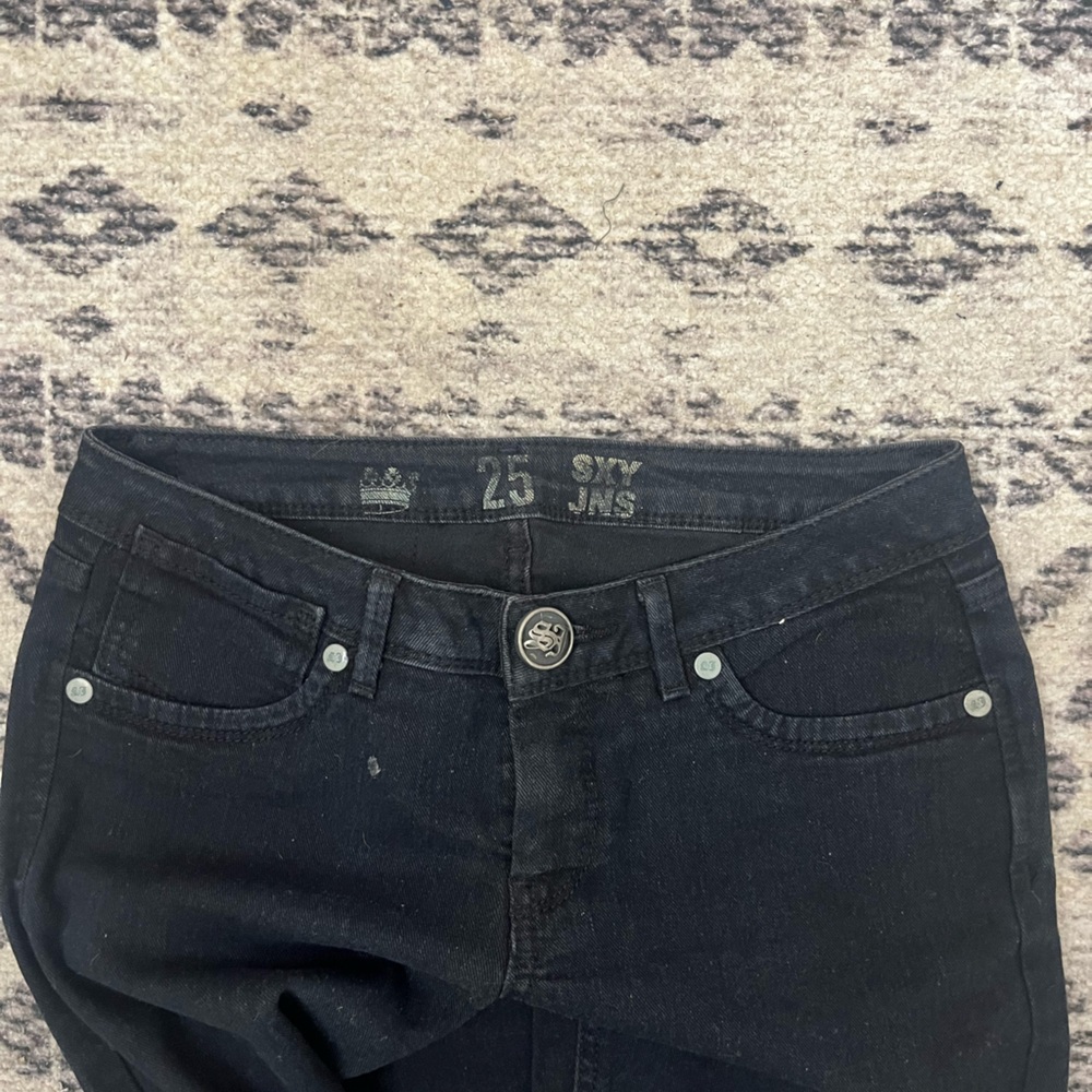 NWOT SXY JEANS Black Straight Leg Jeans with Sequin Detail Sz 25 - Picture 3 of 5